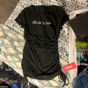 Black Dino dress. You can tie the strings to your length of choosing. Brand new!